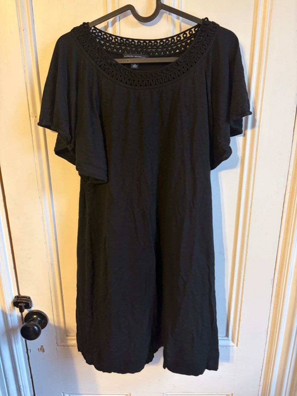 Banana Republic Black Dress With Crochet Trim Size Medium